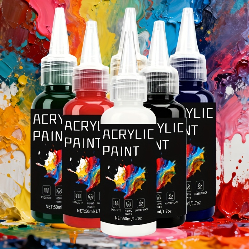Resin Art On Canvas - Acrylic Paint Set 6 Colors 50ml