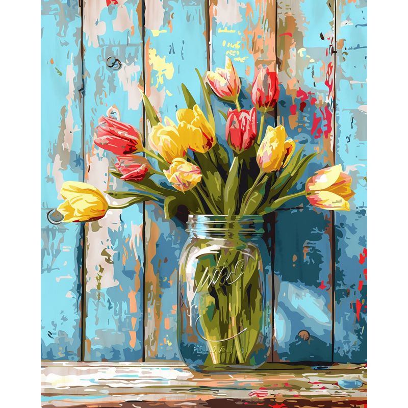 Resin Art On Canvas - Painting By Numbers Flowers Acrylic Paint