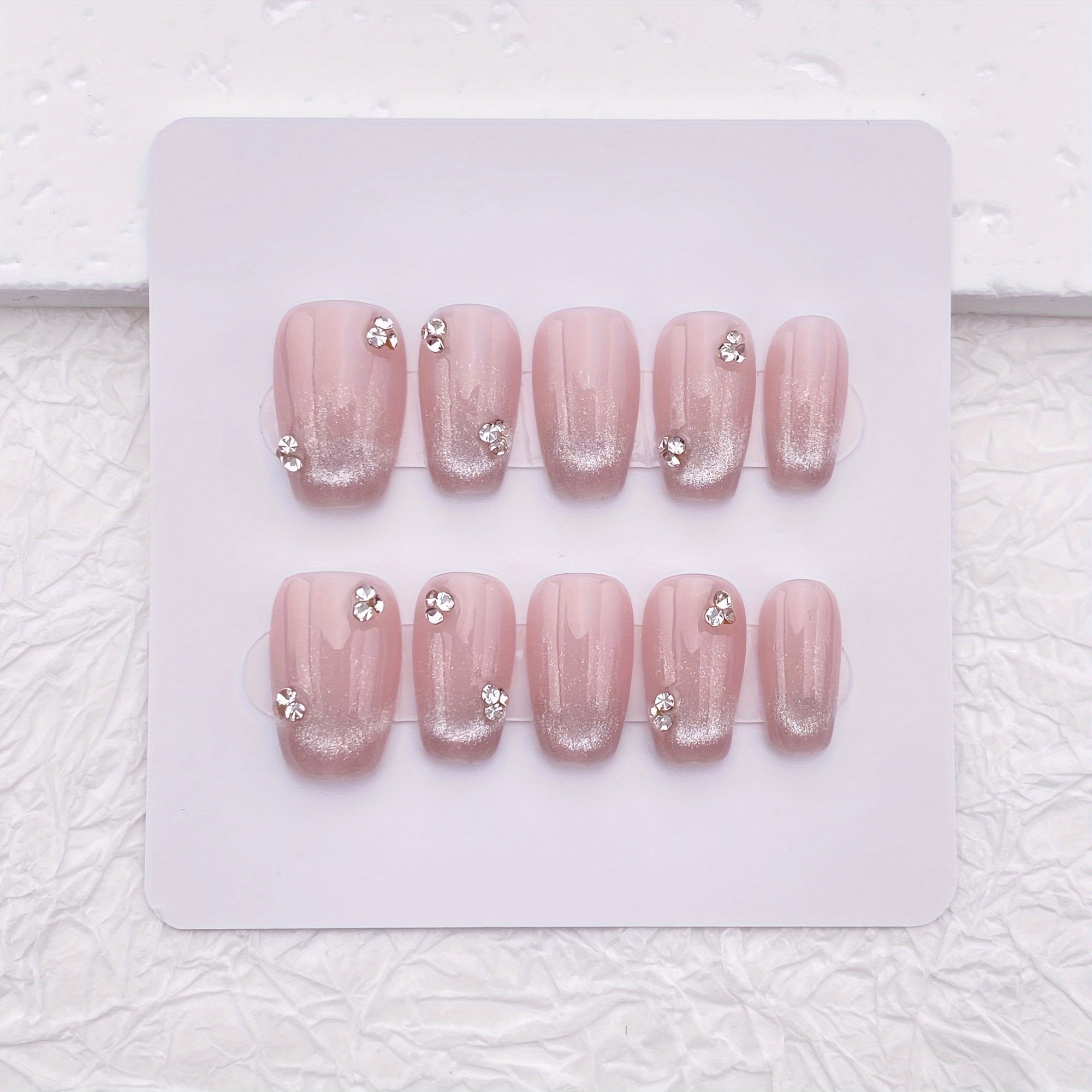 Resin Art Glitter - 10pcs Handmade Press On Nails,Cat Eye