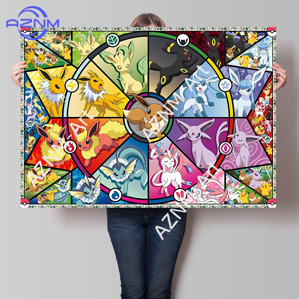 Resin Art On Canvas - Print on Canvas Pokemon Eeveelution Family