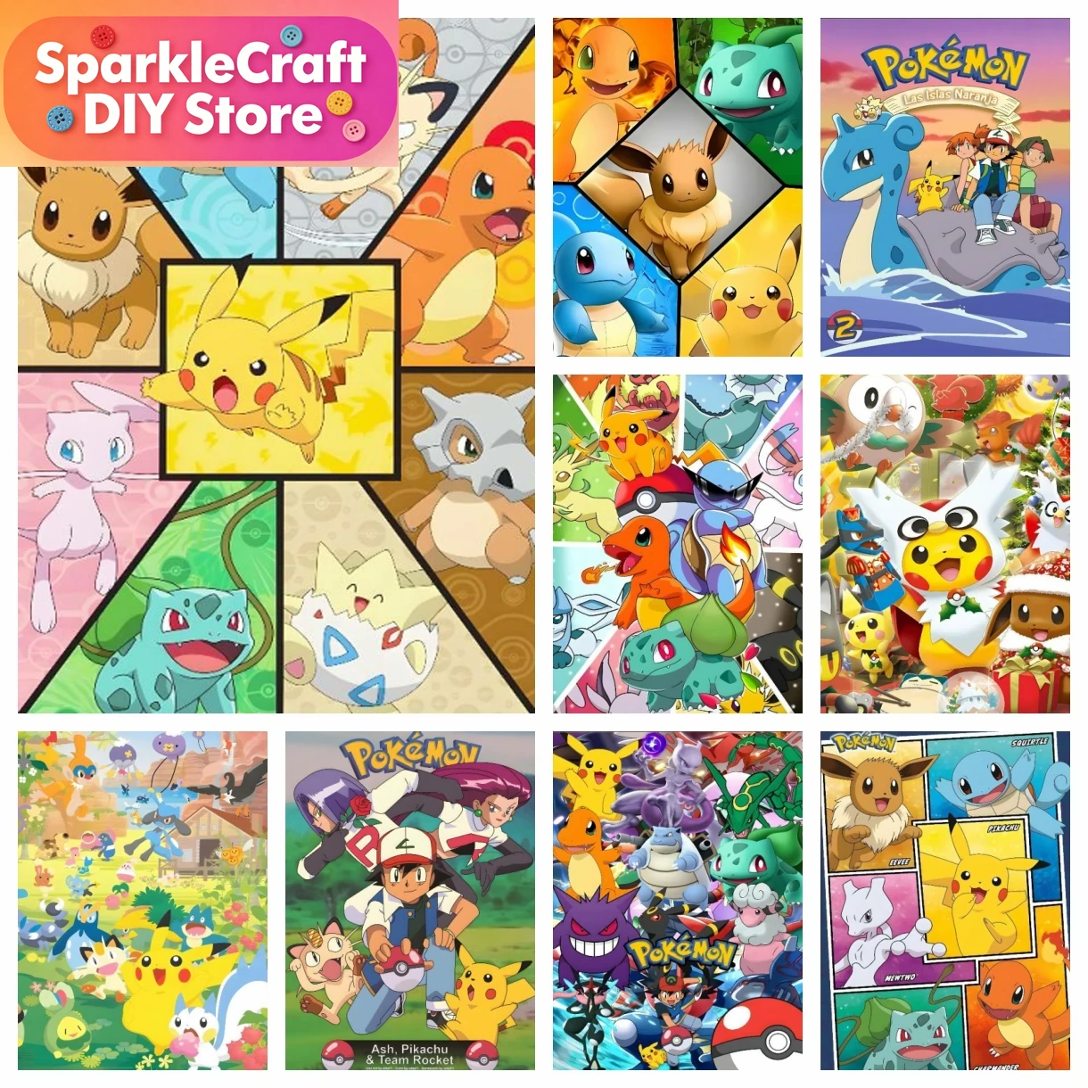 Resin Art Craft - 1pc frameless Cartoon Pokemon Anime Diamond