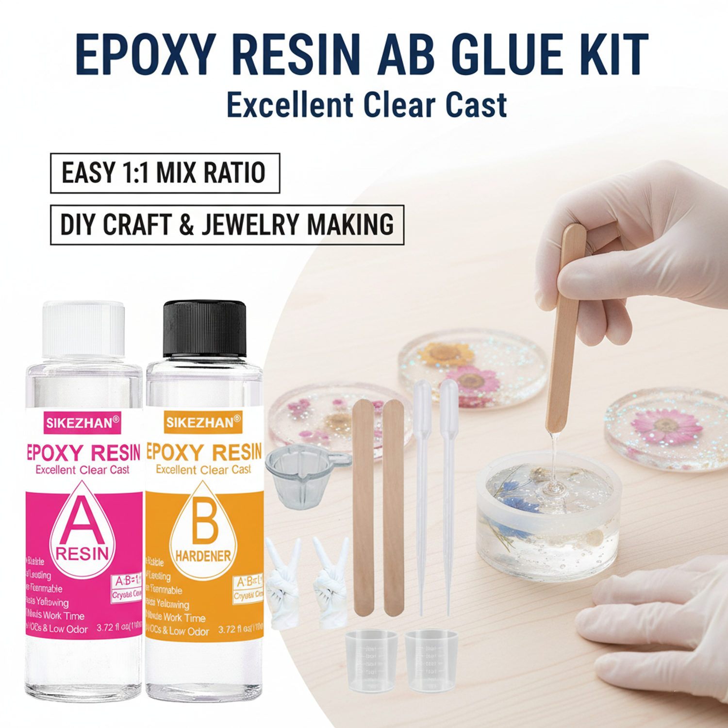 Resin Art Ratio - SIKEZHAN Epoxy Resin Kit Crystal Clear