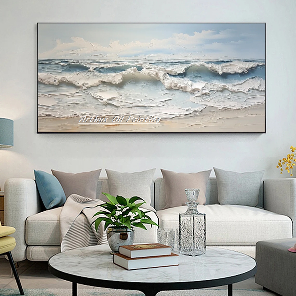 Resin Art On Canvas - Arthyx,Handpainted 3D Knife Sea Wave Oil