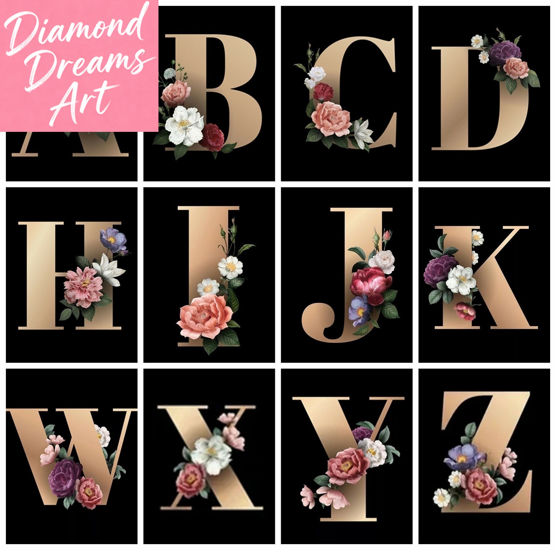 Resin Art Wall - Frameless, Diamond Painting Kit Cartoon Letter