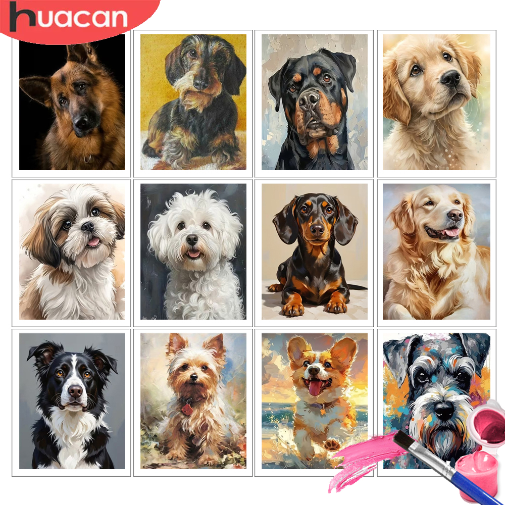 Resin Art On Canvas - HUACAN Painting By Number Kits Dog
