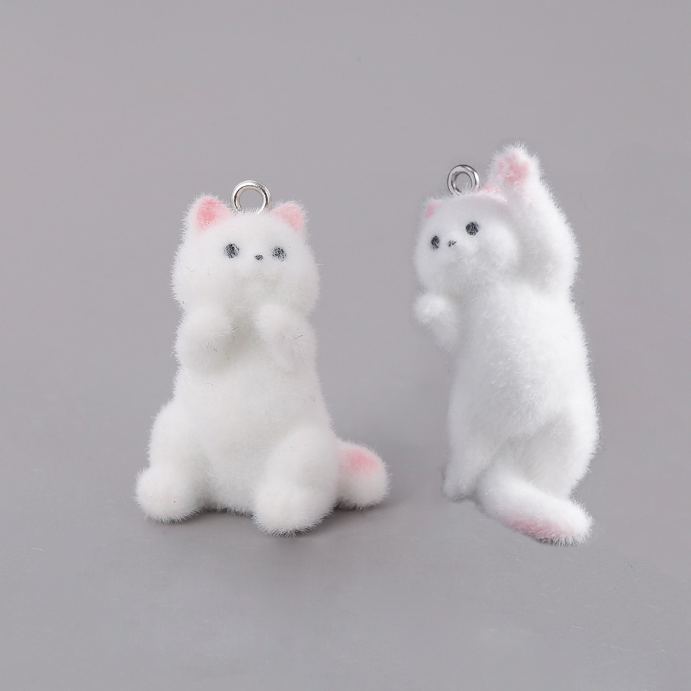 Resin Art For Sale - 2pcs Flocking Little Cat Resin Charms