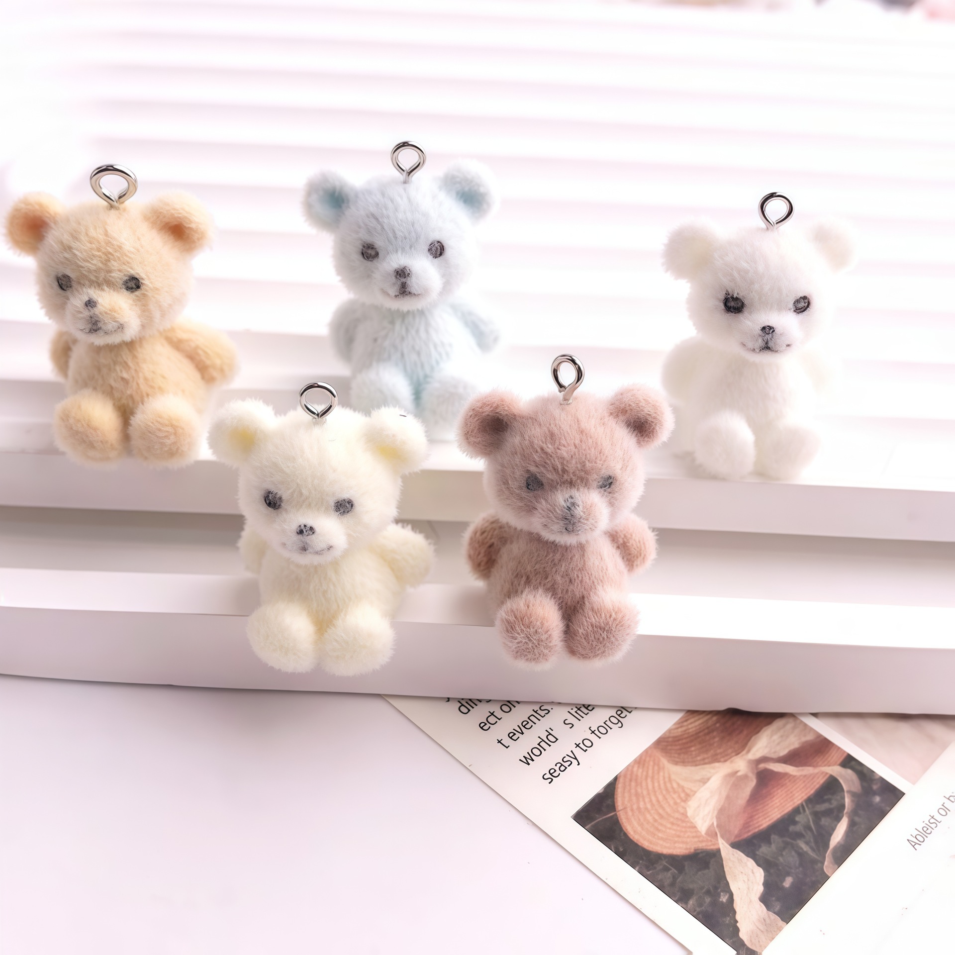 5pcs 3D Flocked Bear Resin Cha - огляд і ціна Resin Art For Sale