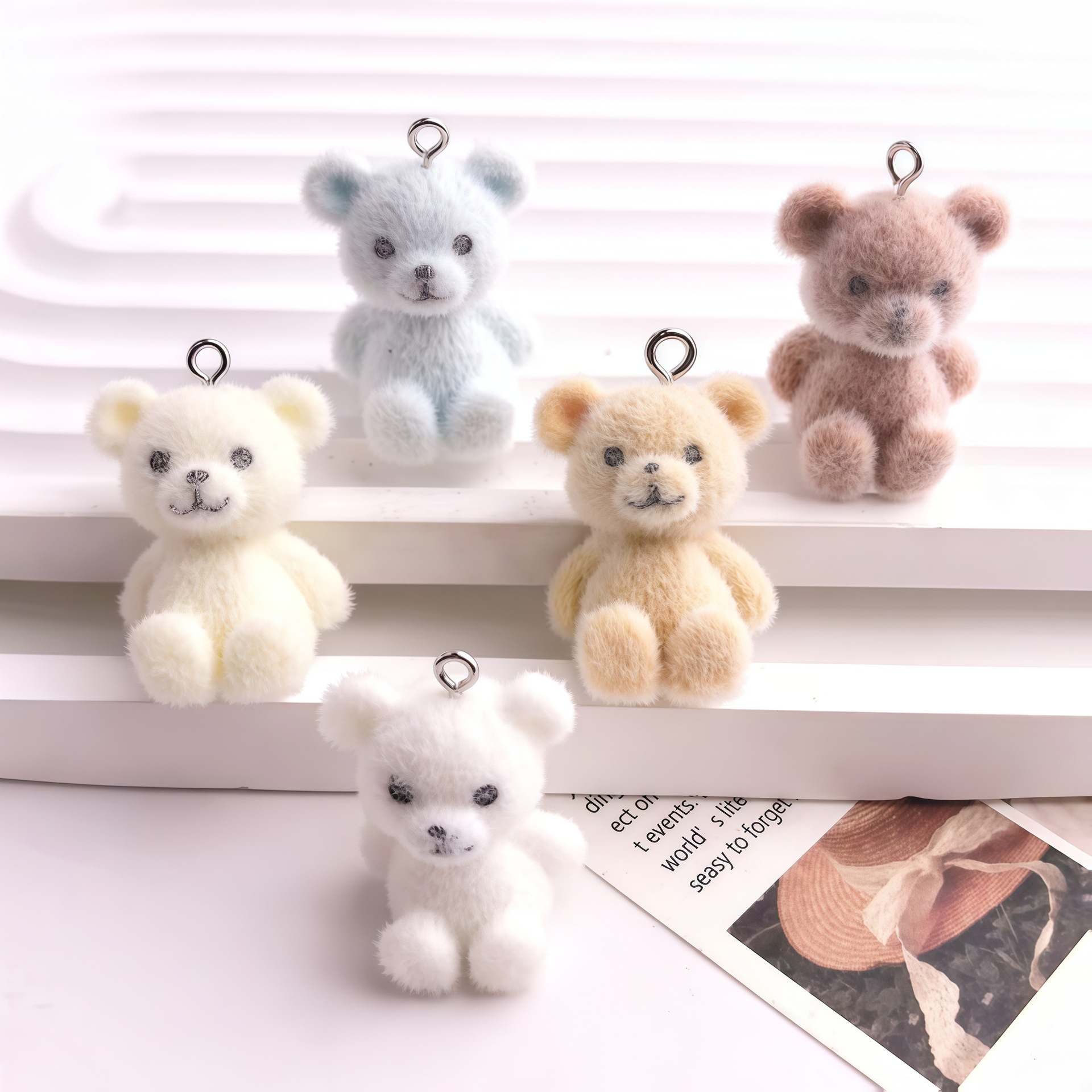 5pcs 3D Flocked Bear Resin Cha - огляд і ціна Resin Art For Sale