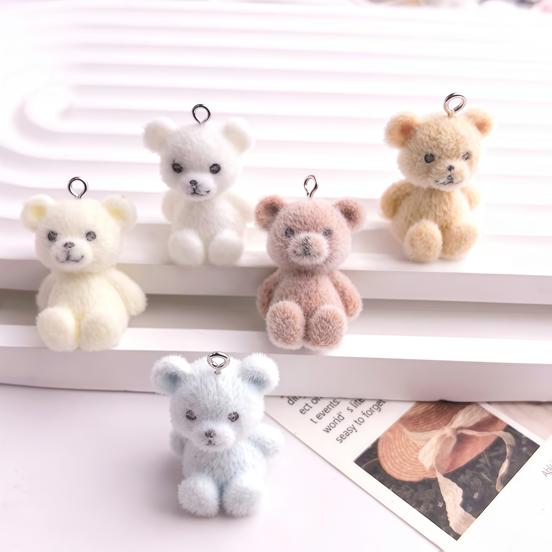5pcs 3D Flocked Bear Resin Cha - огляд і ціна Resin Art For Sale