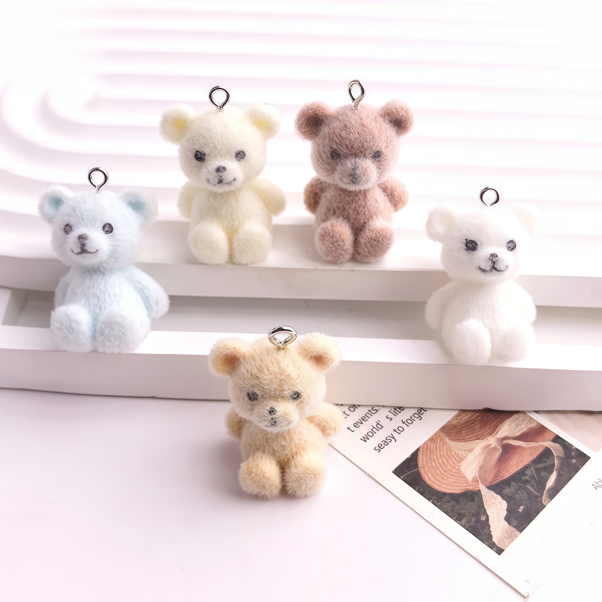 5pcs 3D Flocked Bear Resin Cha - огляд і ціна Resin Art For Sale