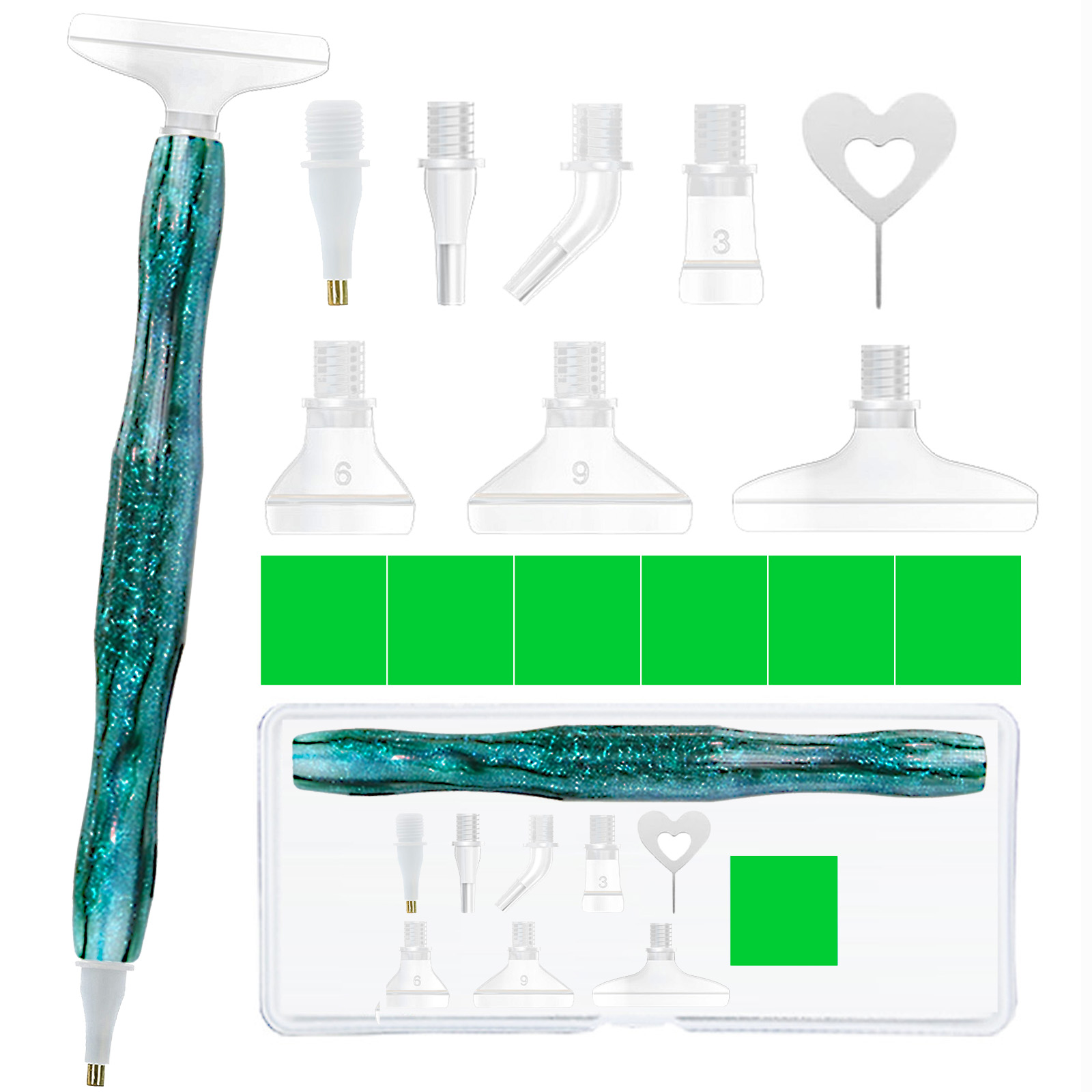 Diamond Paintbrush Set (Green) - огляд і ціна Resin Art Craft