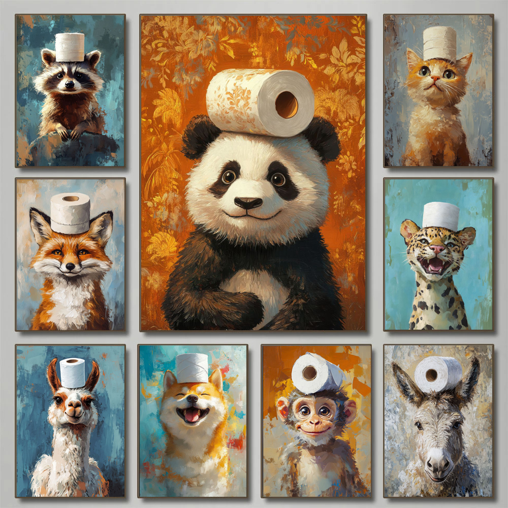 Cartoon Cute Funny Animals wit - огляд і ціна Resin Art On Canvas