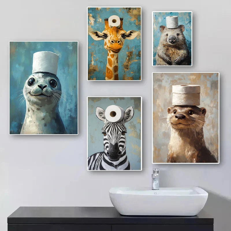 Cartoon Cute Funny Animals wit - огляд і ціна Resin Art On Canvas