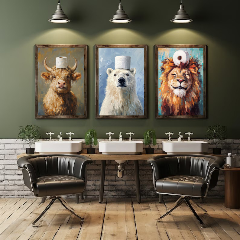 Cartoon Cute Funny Animals wit - огляд і ціна Resin Art On Canvas