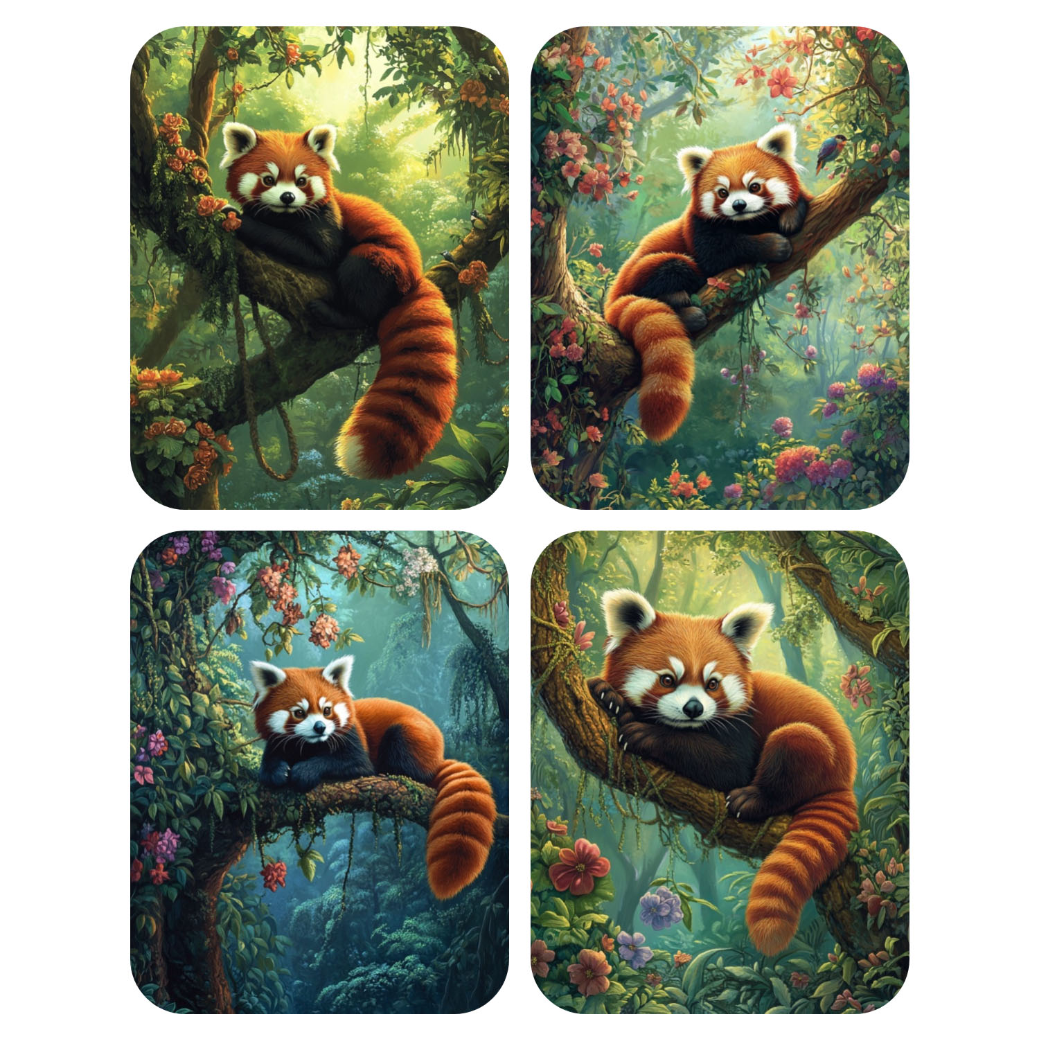 Hand Paint Red panda lying on  - огляд і ціна Resin Art On Canvas
