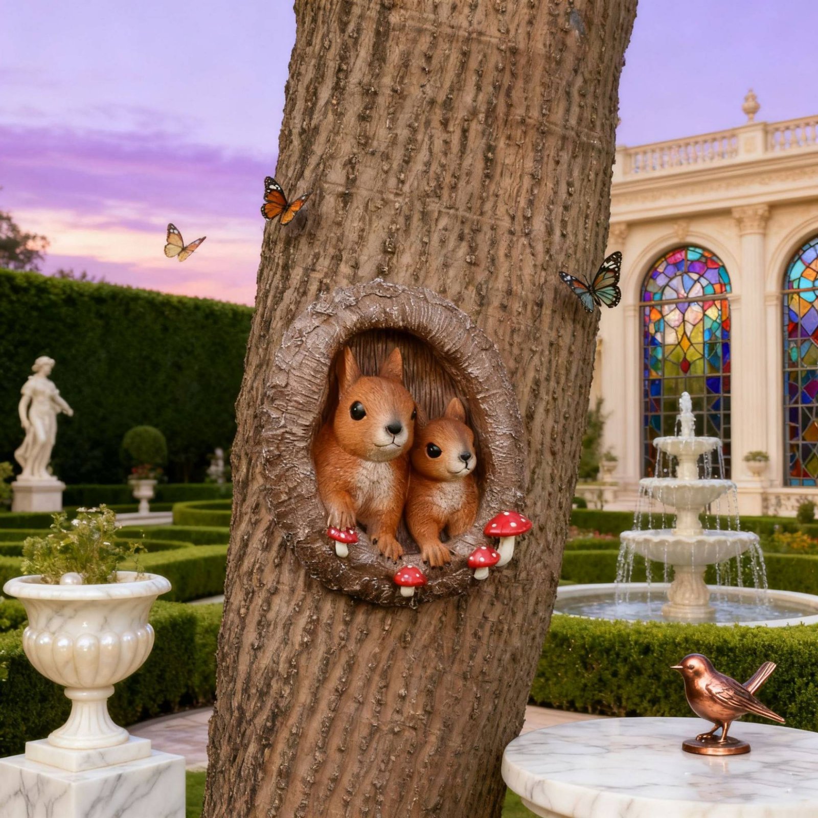 Squirrels in Tree Hollow Statu - огляд і ціна Resin Art Wall