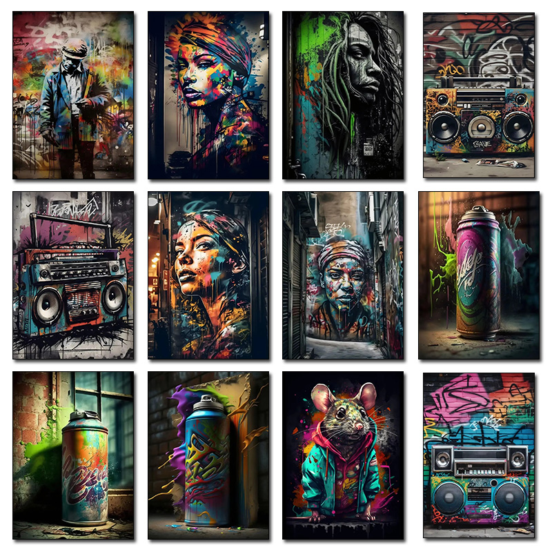 Street Graffiti Art Drawing Re - огляд і ціна Resin Art On Canvas