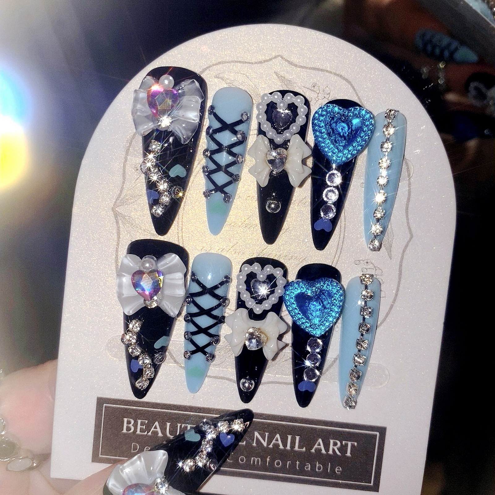 24pcs 3D Bow Decor False Nails - огляд і ціна Resin Art Glitter