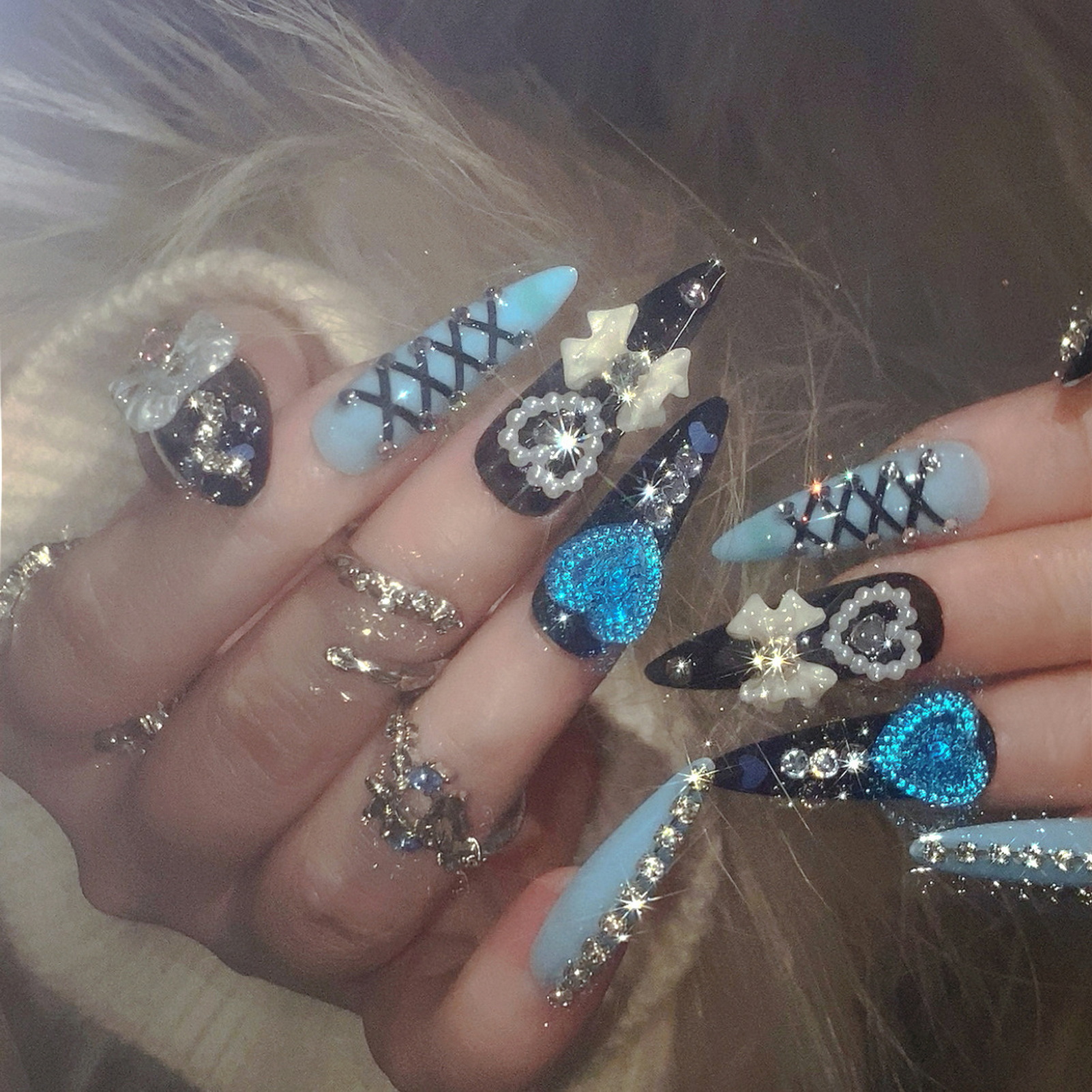 24pcs 3D Bow Decor False Nails - огляд і ціна Resin Art Glitter