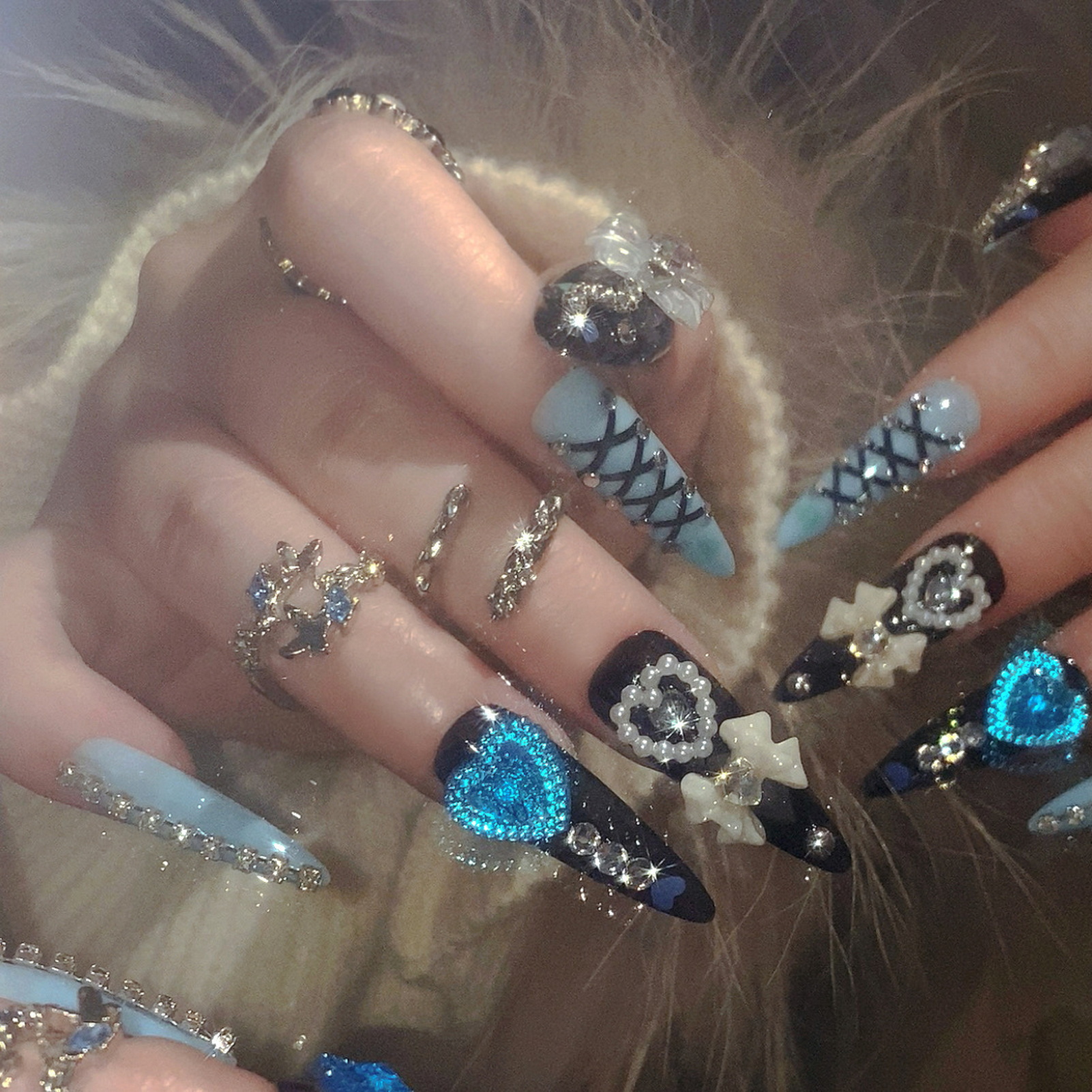 24pcs 3D Bow Decor False Nails - огляд і ціна Resin Art Glitter