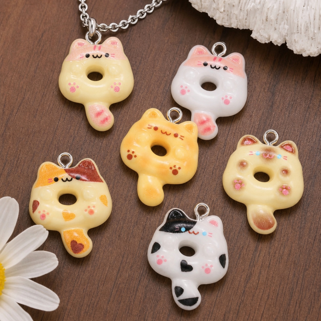 10Pcs Kawaii Cartoon Cat Resin - огляд і ціна Resin Art For Sale