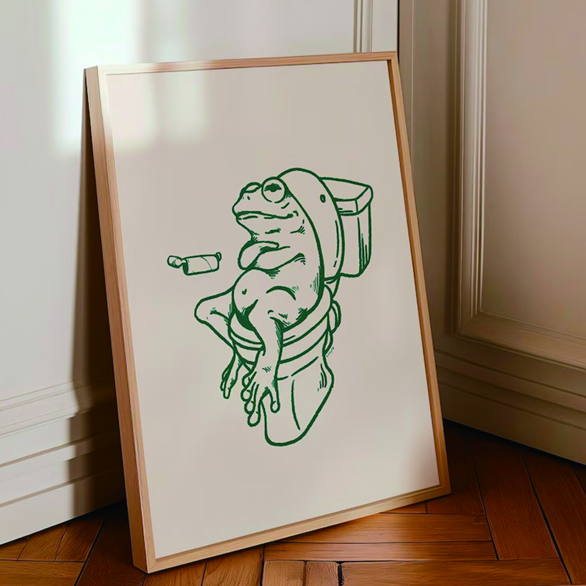 Frog On Toilet Green Retro Wal - огляд і ціна Resin Art On Canvas