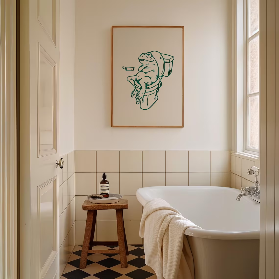 Frog On Toilet Green Retro Wal - огляд і ціна Resin Art On Canvas