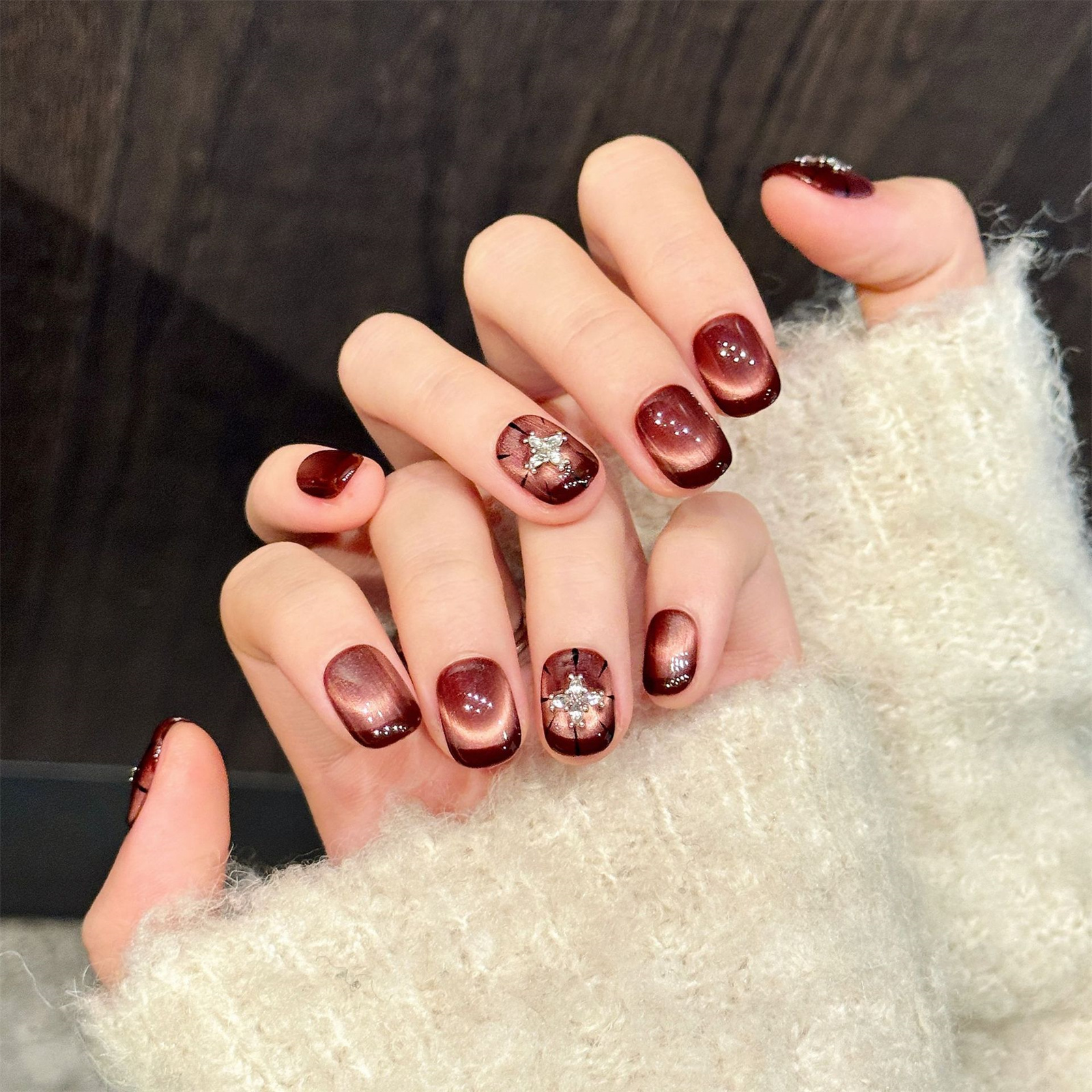 10pcs Wine-red Cat's Eye Press - огляд і ціна Resin Art Glitter