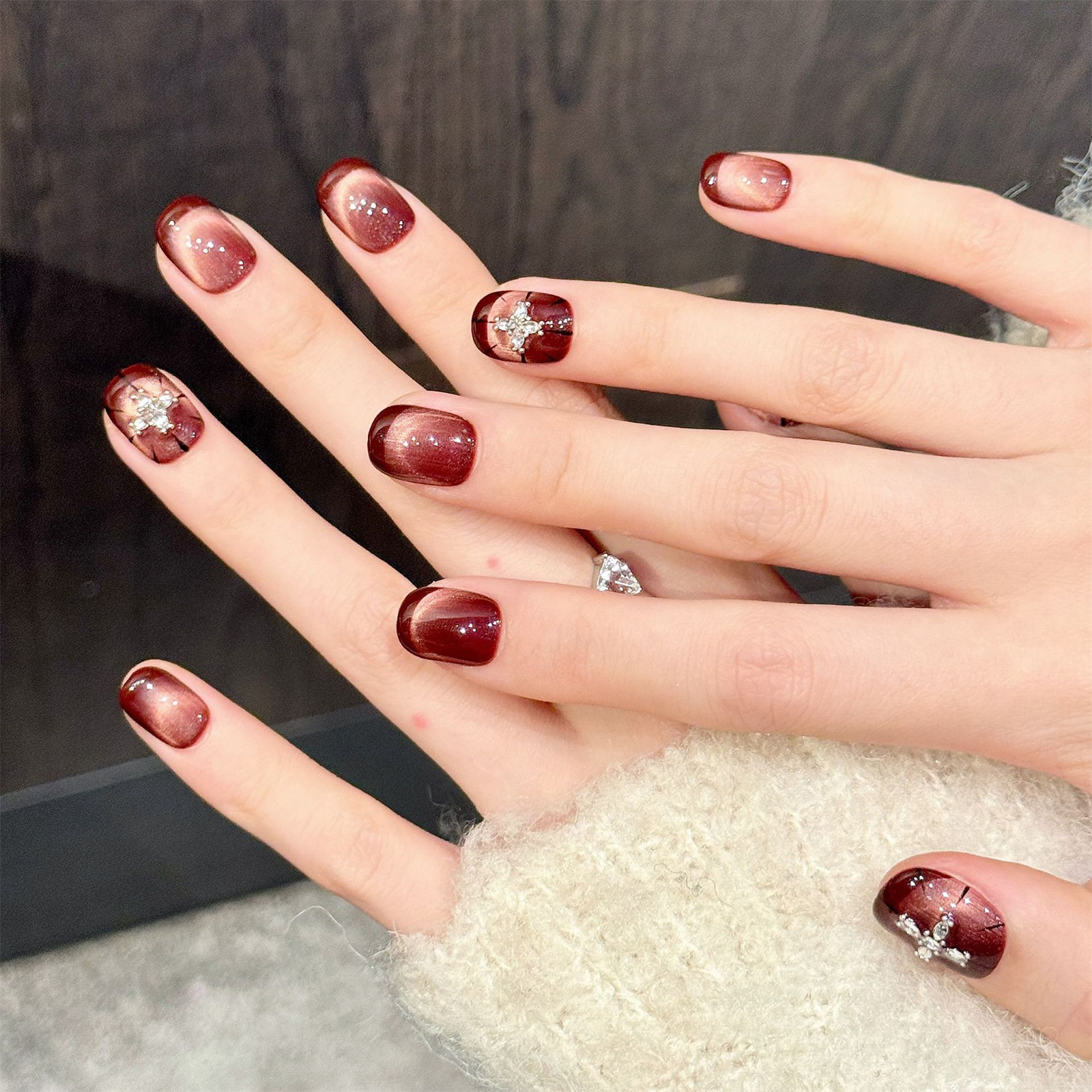 10pcs Wine-red Cat's Eye Press - огляд і ціна Resin Art Glitter