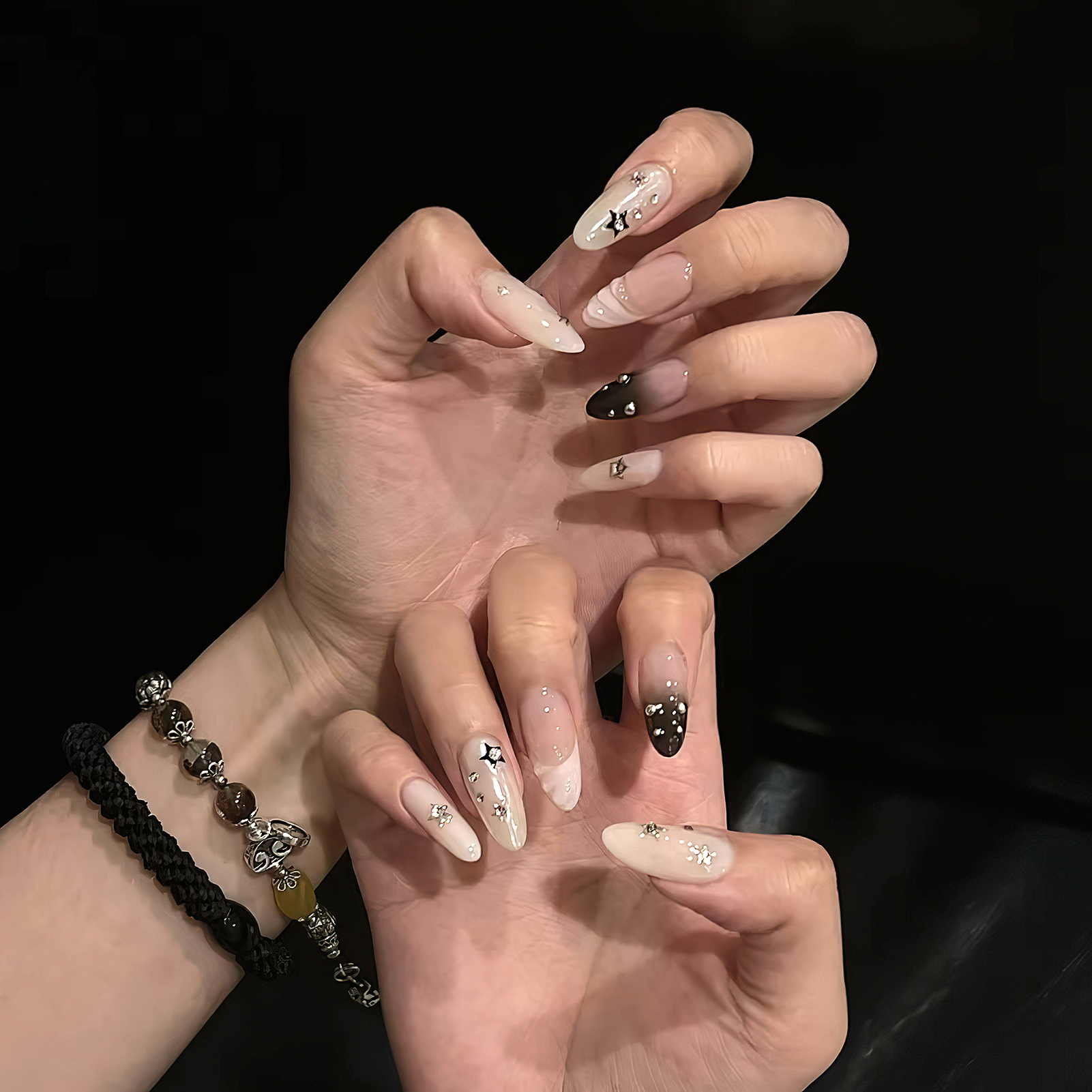 10pcs Almond Fake Nails Star G - огляд і ціна Resin Art Glitter
