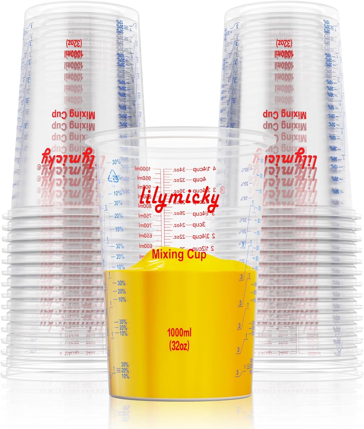 25 Pack 32 oz Plastic Measurin - огляд і ціна Resin Art Ratio