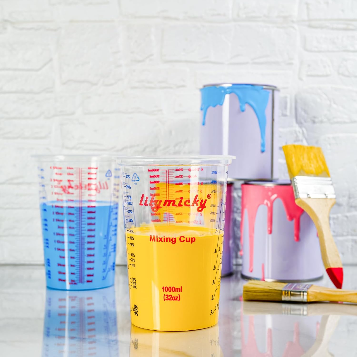 25 Pack 32 oz Plastic Measurin - огляд і ціна Resin Art Ratio