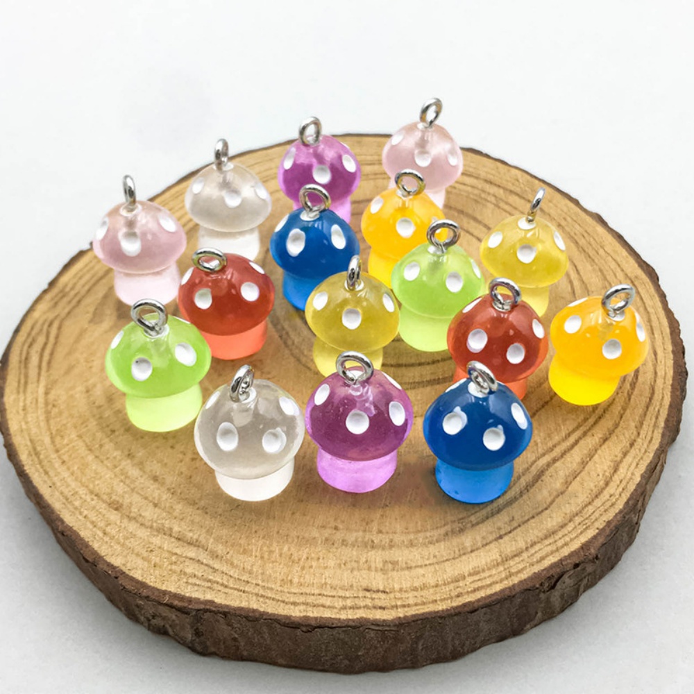16pcs Luminous Mushroom Charms - огляд і ціна Resin Art For Sale