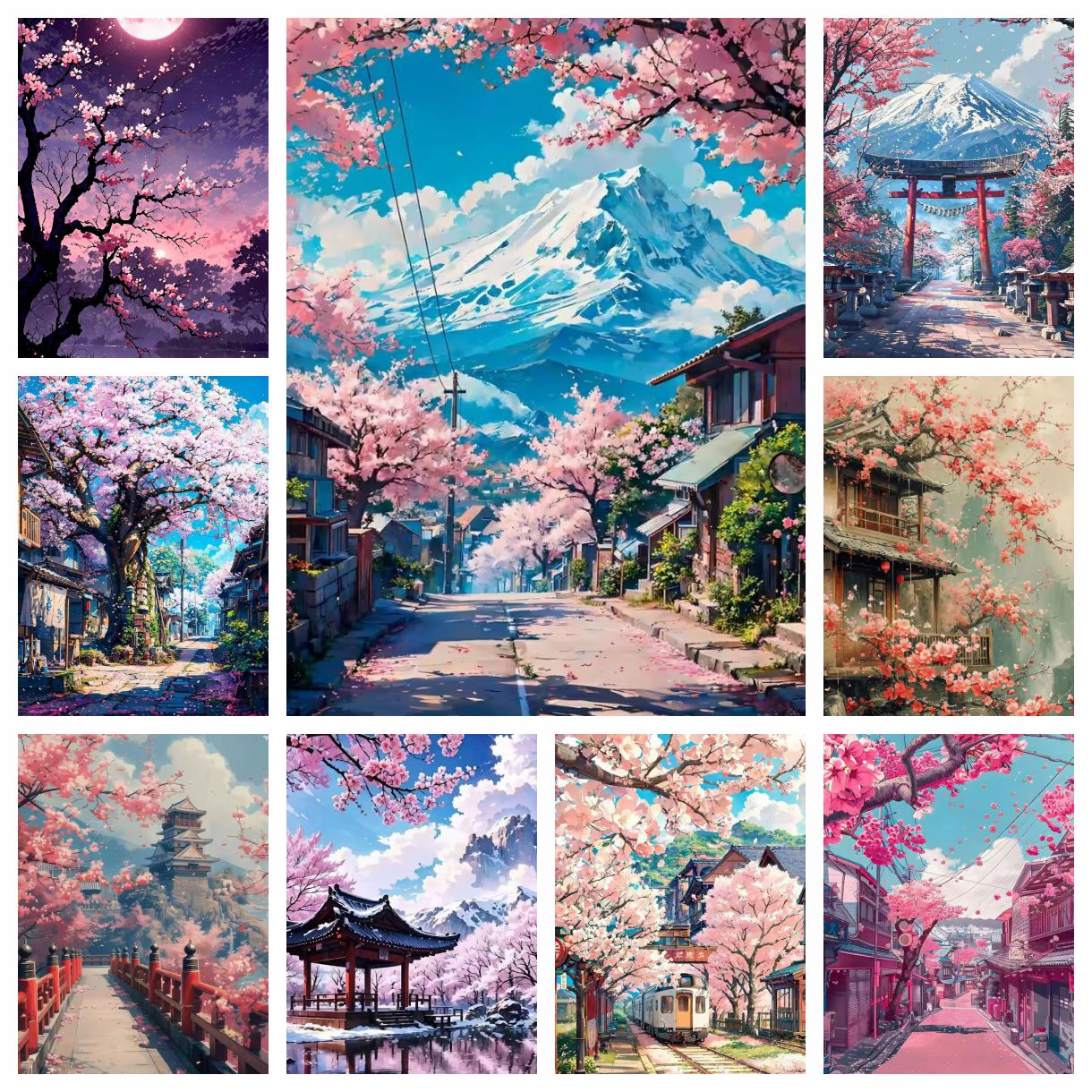 1PC frameless Japanese Cherry  - огляд і ціна Resin Art Wall