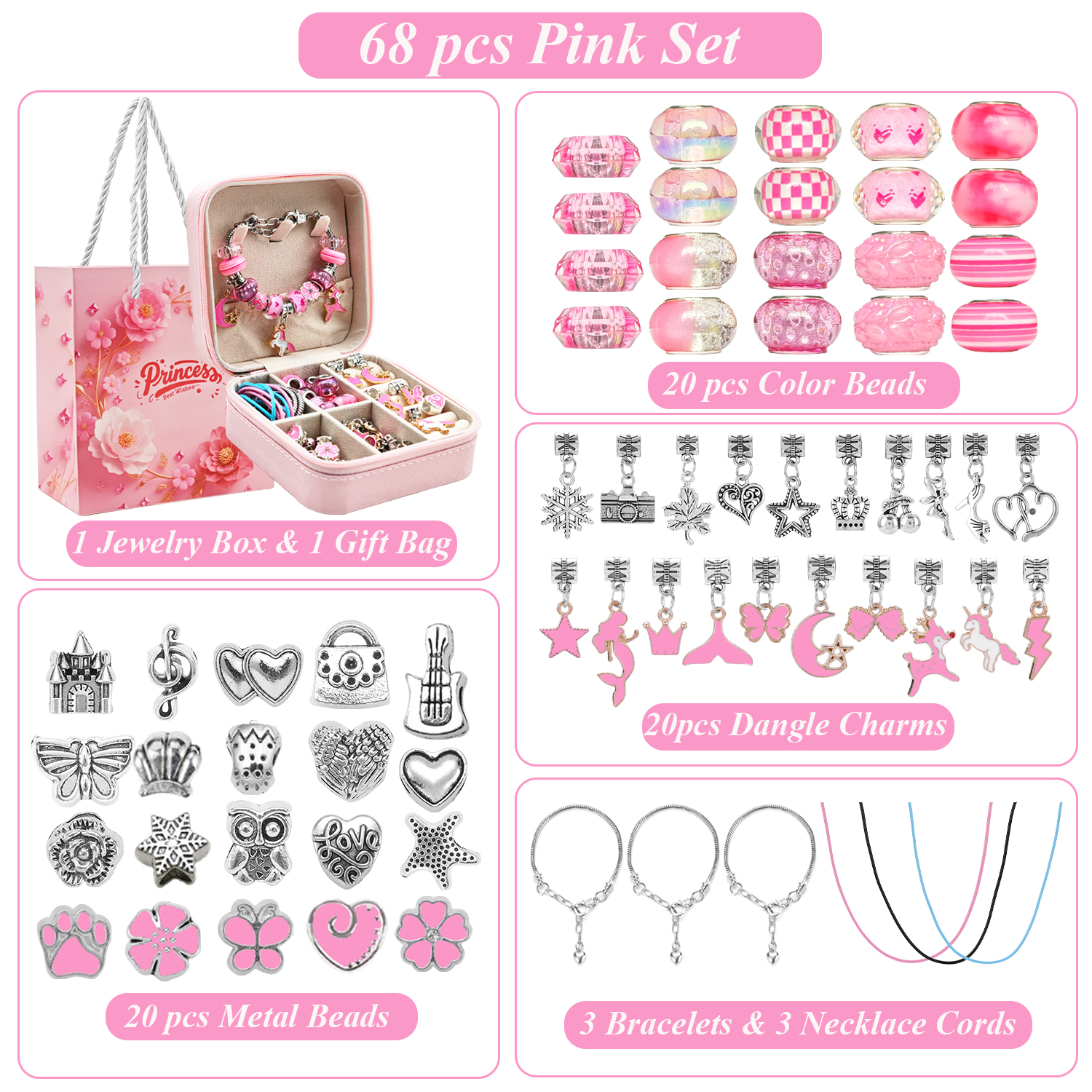 68pcs pink beaded jewelry set, - огляд і ціна Resin Art For Sale