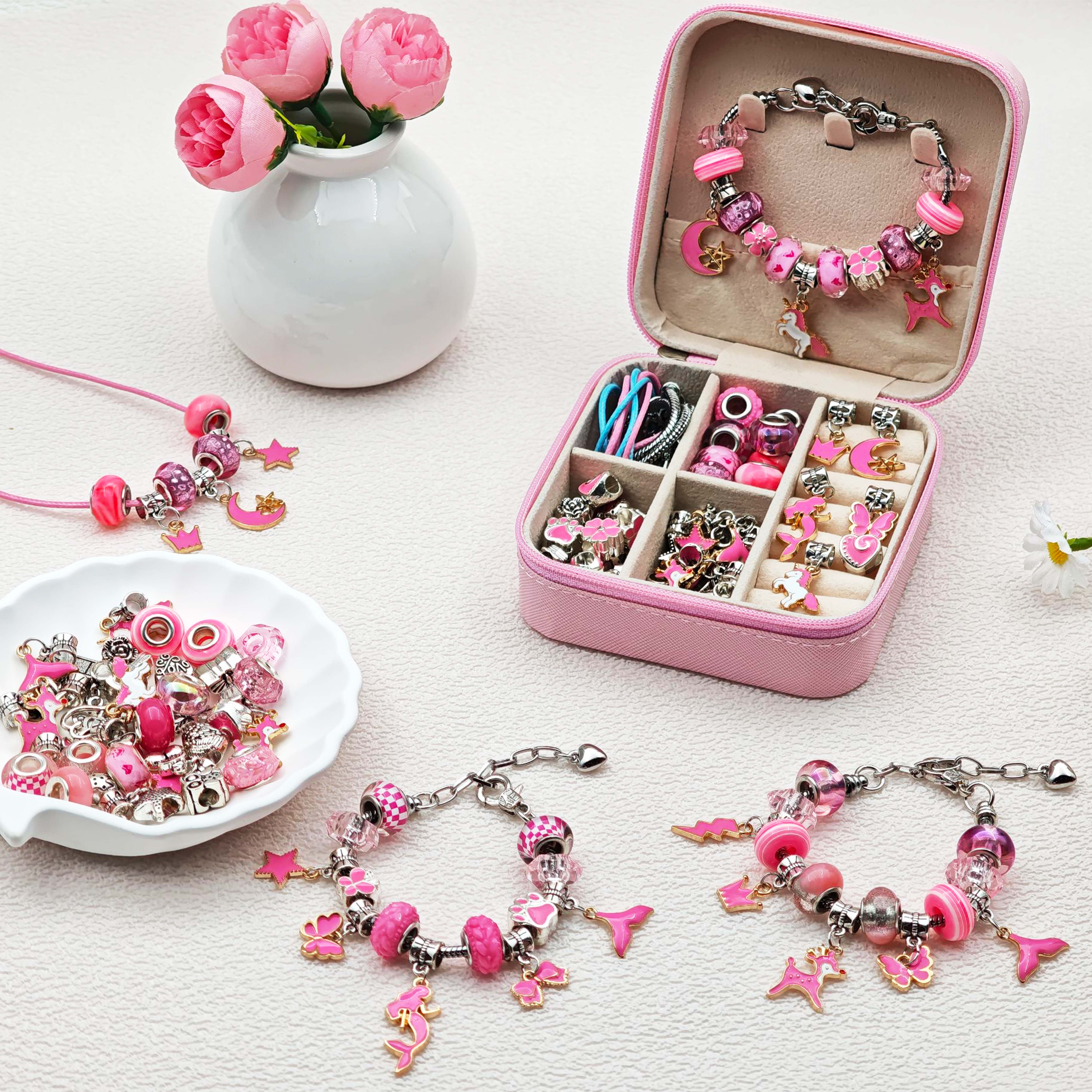 68pcs pink beaded jewelry set, - огляд і ціна Resin Art For Sale